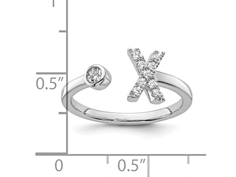 Rhodium Over 14K White Gold Lab Grown Diamond VS/SI GH, Initial X Adjustable Ring