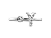Rhodium Over 14K White Gold Lab Grown Diamond VS/SI GH, Initial Y Adjustable Ring