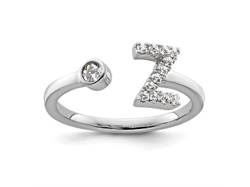 Picture of Rhodium Over 14K White Gold Lab Grown Diamond VS/SI GH, Initial Z Adjustable Ring