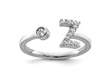 Rhodium Over 14K White Gold Lab Grown Diamond VS/SI GH, Initial Z Adjustable Ring