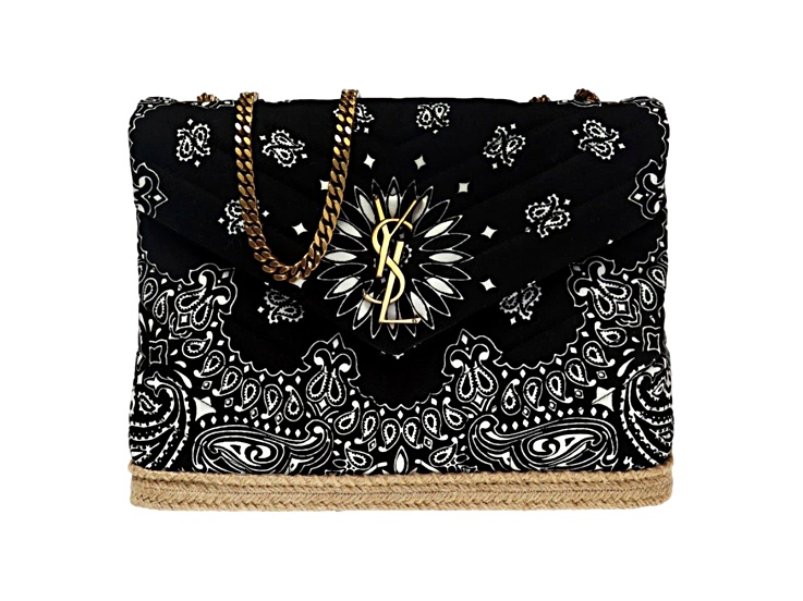 Saint Laurent Loulou Black Paisley Quilted Small Crossbody