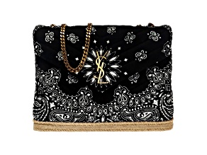 Saint Laurent Loulou Black Paisley Quilted Small Crossbody Bag