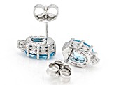 Judith Ripka 3.10ctw Swiss Blue Topaz and Bella Luce® Rhodium Over Sterling Silver Stud Earrings