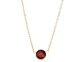 Round Garnet Solitaire 10K Yellow Gold Station Necklace 1.00ctw