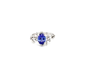 Oval Tanzanite and White Diamond 10K White Gold Ring