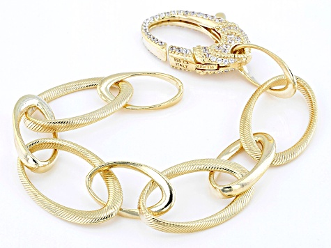 Judith Ripka 14k Gold Clad Fancy Oval Link Bracelet