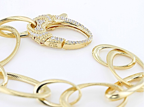 Judith Ripka 14k Gold Clad Fancy Oval Link Bracelet
