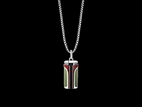 Star Wars™ Fine Jewelry Boba Fett™ White Diamond Accent Rhodium Over Silver With Enamel Pendant