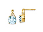 10k Yellow Gold 3.364ctw Checkerboard Citrine November Birthstone and Diamond Stud Earrings
