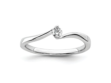 Picture of Rhodium Over 14K White Gold First Promise Polish Round Diamond Promise/Engagement Ring 0.10ctw