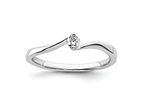 Rhodium Over 14K White Gold First Promise Polish Round Diamond Promise/Engagement Ring 0.10ctw