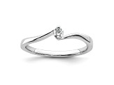 Rhodium Over 14K White Gold First Promise Polish Round Diamond Promise/Engagement Ring 0.10ctw