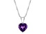 8mm Heart Shape Amethyst Rhodium Over Sterling Silver Pendant With Chain