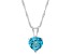 8mm Heart Shape Blue Topaz Rhodium Over Sterling Silver Pendant With Chain