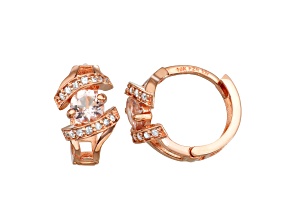Morganite with Diamond Accent 10K Rose Gold Huggie Earrings 0.64ctw