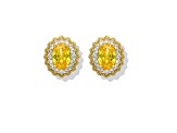 Sterling Silver Oval Citrine and White Sapphire Halo Earrings