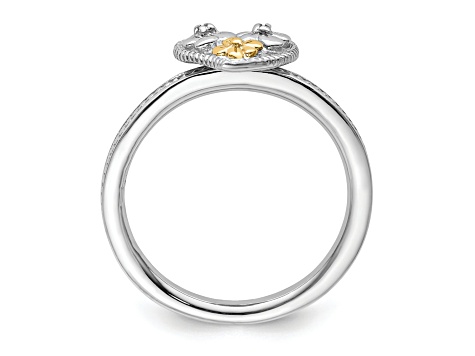 14K Yellow Gold Over Sterling Silver Stackable Expressions Diamond Heart Ring 0.01ctw
