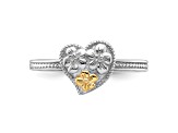 14K Yellow Gold Over Sterling Silver Stackable Expressions Diamond Heart Ring 0.01ctw