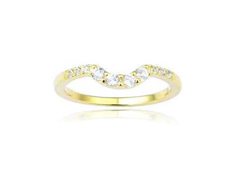 White Sapphire 14K Yellow Gold Over Sterling Silver Ring Guard, 0.22ctw