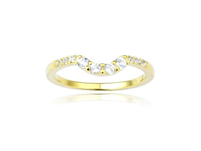 White Sapphire 14K Yellow Gold Over Sterling Silver Ring Guard, 0.22ctw