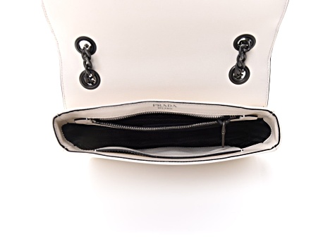 【お取り寄せ】 Prada Handbag Crossbody Trim Studded Leather Glace White バッグ