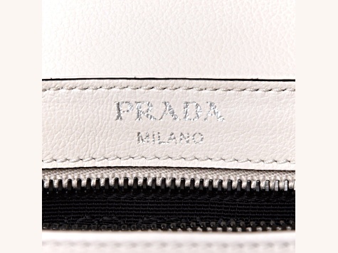 Prada White Glace Leather Studded Trim Crossbody Handbag