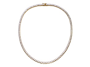 Clear Cubic Zirconia, 14k Yellow Gold Plated over Brass Flawless Tennis Necklace