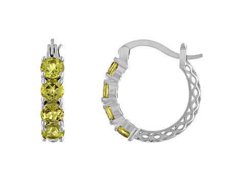 Peridot Filigree Leverback Sterling Silver Earrings 3ctw