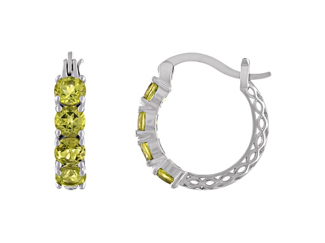 Green Peridot Filigree Sterling Silver Hoop Earrings 3.00ctw