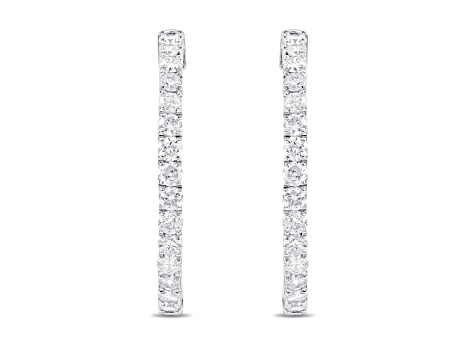 White Diamond 14K White Gold Hoop Earrings 1.00ctw