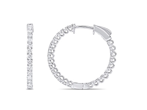 White Diamond H-I I1 14K White Gold Hoop Earrings 1.00ctw
