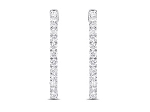 White Diamond Platinum Hoop Earrings 1.00ctw