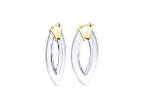 14K Yellow Gold Over Sterling Silver Clear Lucite Marquise Hoops