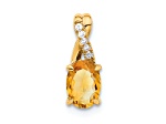 10k Yellow Gold 0.725 cttw Oval Yellow Citrine November Birthstone and Diamond Pendant