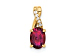 10k Yellow Gold 0.725 cttw Oval Lab Created Red Ruby July Birthstone and Diamond Pendant