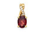 10k Yellow Gold 0.725 cttw Oval Red Garnet January Birthstone and Diamond Pendant