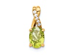 10k Yellow Gold 0.725 cttw Oval Green Peridot August Birthstone and Diamond Pendant