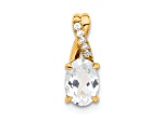 10k Yellow Gold 0.725 cttw Oval White Topaz April Birthstone and Diamond Pendant