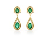 Emerald and Diamond 18K Gold Over Sterling Silver Earrings 2.90ctw