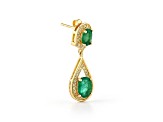 Emerald and Diamond 18K Gold Over Sterling Silver Earrings 2.90ctw