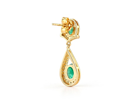 Emerald and Diamond 18K Gold Over Sterling Silver Earrings 2.90ctw
