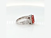 2.48 Ctw Rhodochrosite and 0.72 Ctw White Diamond Ring in 14K WG