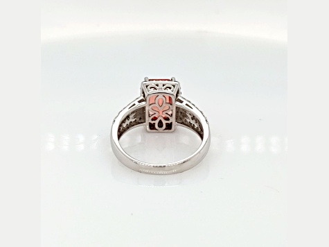 2.48 Ctw Rhodochrosite and 0.72 Ctw White Diamond Ring in 14K WG