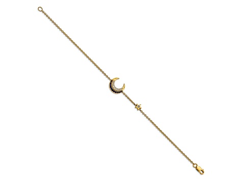 14k Yellow Gold Diamond and Sapphire Moon and Star Bracelet