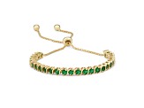 Green Emerald Simulant 14K Yellow Gold Over Sterling Silver Bolo Bracelet 1.08ctw