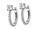 Rhodium Over Sterling Silver Polished Cubic Zirconia Hinged Round Hoop Earrings