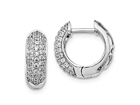 Rhodium Over 14K White Gold Lab Grown Diamond Hinged Hoop Earrings