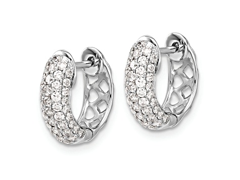 Rhodium Over 14K White Gold Lab Grown Diamond Hinged Hoop Earrings