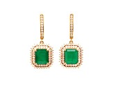 5.64 Ctw Emerald and 1.10 Ctw White Diamond Earring in 14K YG