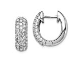 Rhodium Over 14K White Gold Lab Grown Diamond SI1/SI2, G H I, Hinged Hoop Earrings